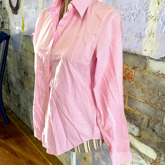 Pink white checked Ralph Lauren shirt - Picture 3 of 4